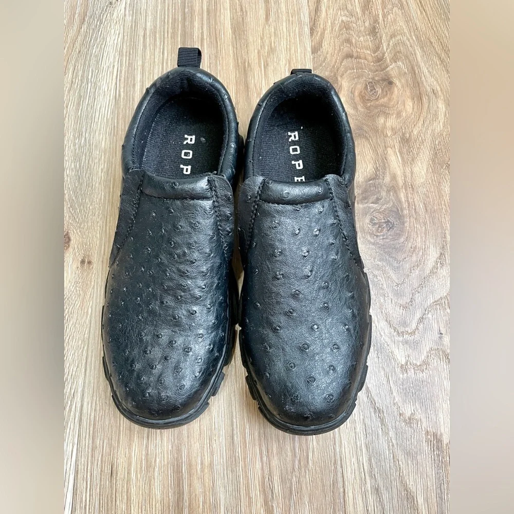 Roper Performance Mens Size 9 Slip On Black Leather casual shoes LNC